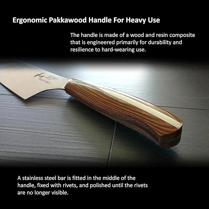 [NAGOMI] 8 inch Chef Knife | Stainless Steel HRC58 Professional Japanese Kitchen Cooking Knife with Ergonomic Handle for Thick Meat and Fish | Stylish Gift Box