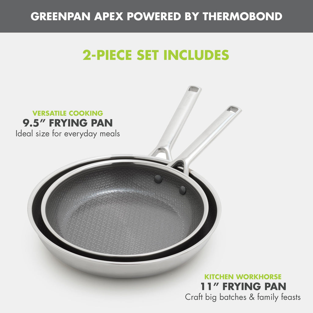 GreenPan Hybrid 2 Piece (9.5" & 11") Stainless Steel & Ceramic Skillet Set