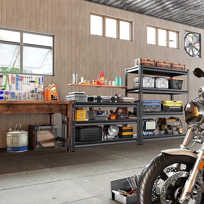 SUPPNEED Storage Garage Shelving Units: 48" W x 16" D x 39" H Black