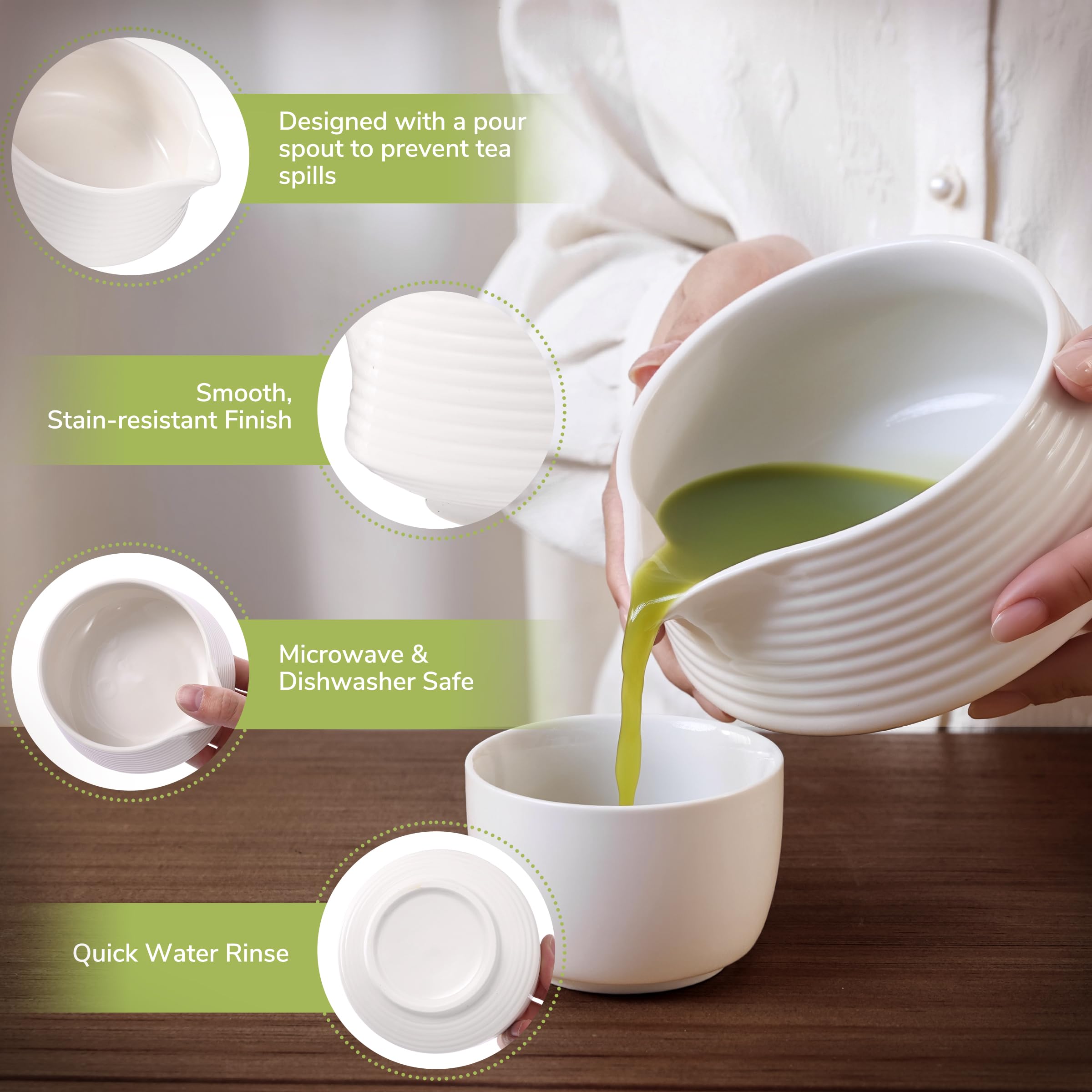 HELPLX Matcha Whisk Set, 10-Piece Japanese Matcha Kit with Bowl, Whisk & Holder, 2 Tea Cups, Bamboo Scoop, Spoon, Sifter, Scoop Rest & Tea Towel – White Matcha Tea Set for Ceremony or Daily Use