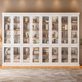 ivaniti 70.8" Tall Farmhouse Kitchen Pantry Cabinet with Glass Doors, Modular Storage Cabinet with 6-Tier Adjustable Shelves, White, Wooden Hutch for Kitchen, Living Room, Set of 4