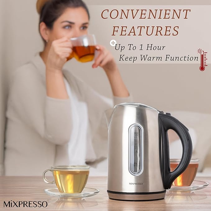 Moss & Stone Stainless Steel Electric Kettle Temperature Control, 1.7L