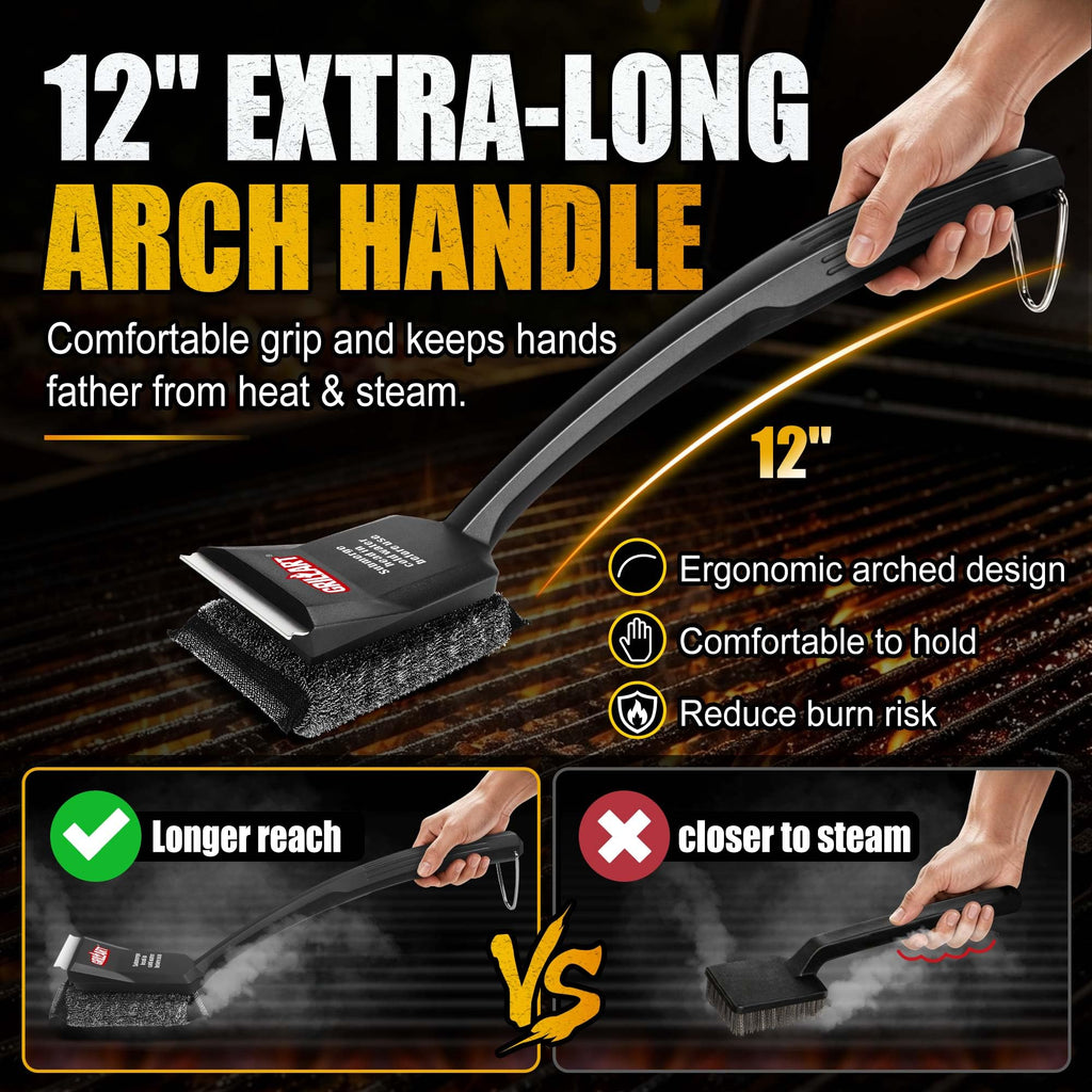 GRILLART Grill Brush Bristle Free, SteamWizards [Safe & Efficient] Grill Cleaner Brush for All Grill Grates, Replaceable Pad BBQ Grill Brush for Outdoor Grill, Grill Accessories, Gifts for Men/Dad