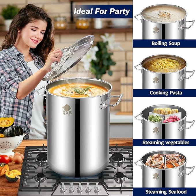 ARC 32QT Stainless Steel Stock pot 6-Piece For Seafood Boil Pot with Basket
