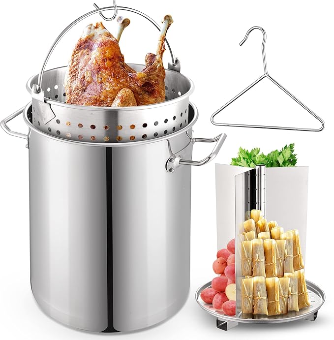 ARC 32QT Stainless Steel Stock pot 6-Piece For Seafood Boil Pot with Basket