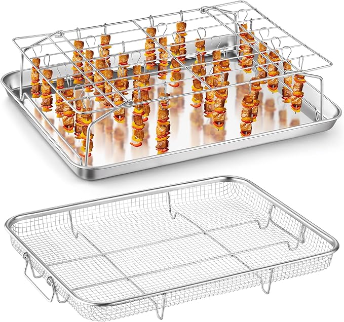 P&P CHEF 15.4” Air Fryer Basket for Oven, Baking Pan with Racks