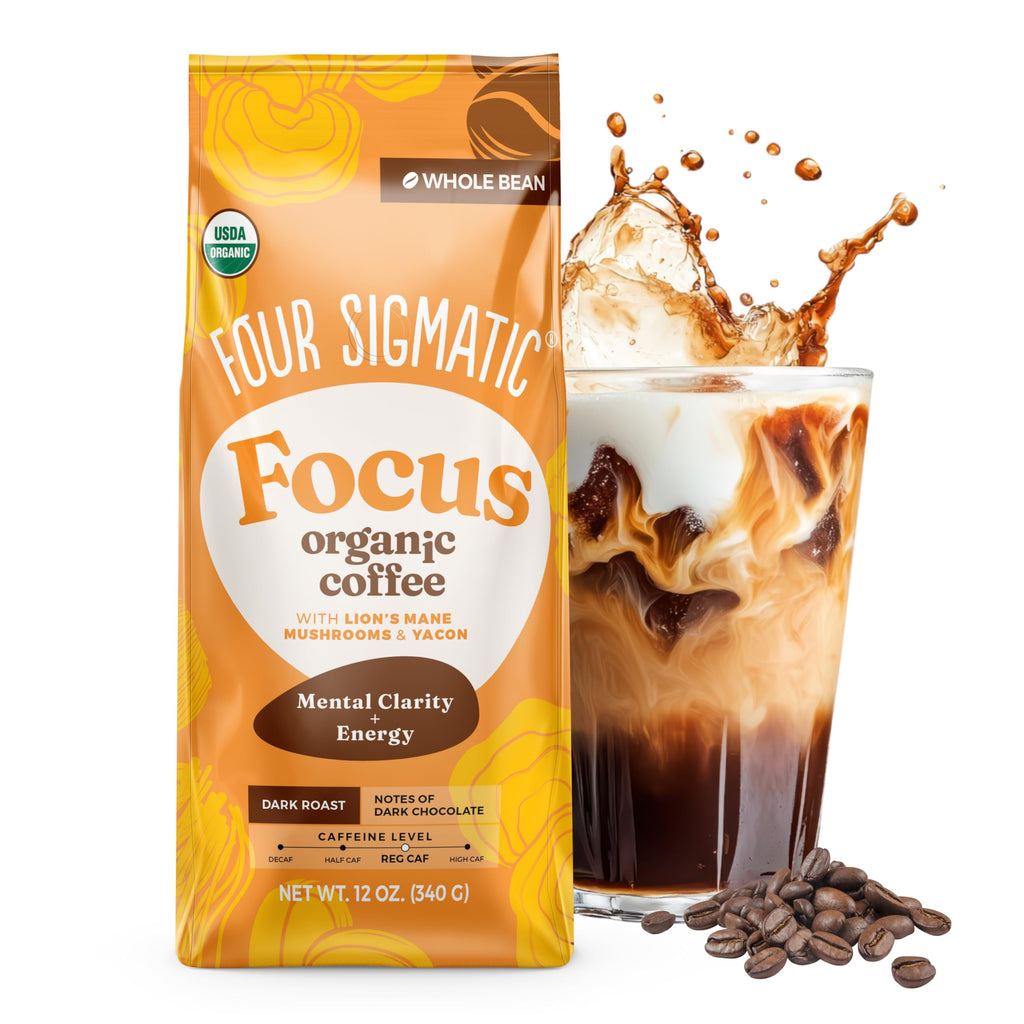 Four Sigmatic Dark Roast Organic Whole Bean Coffee | Gourmet Nootropic Mushroom Coffee Beans with Lion's Mane & Chaga Mushrooms for Enhanced Brain Function and Immune Support | 12oz