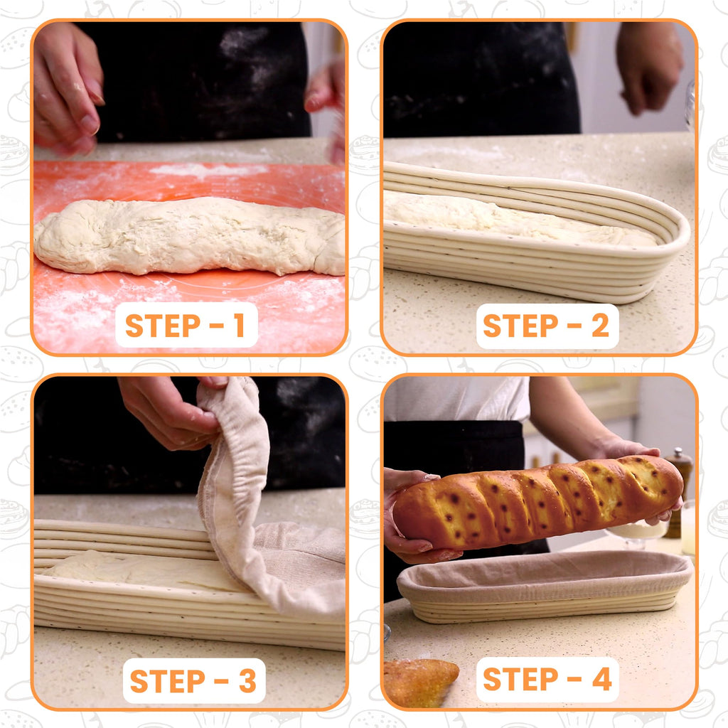 Liliadon Bread Proofing Basket Sourdough Bread Baking Supplies Starter Kit Set (Baguette Baskets)
