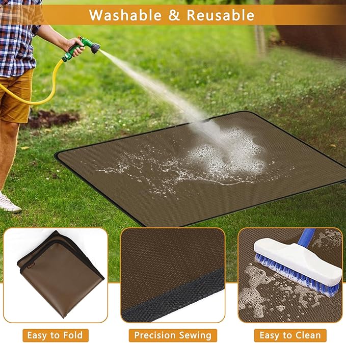 Anze Under Grill Mat for Outdoor Grill, 38 x 65 in，Brown