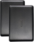 JOHO BAKING Large Baking Sheet Set (2 Pack) - Half Sheet Pan 17.7x12.2 Inch, 0.8mm Heavy Duty Carbon Steel, Nonstick & Warp Resistant Cookie Sheet for Baking, Roasting, Textured Pattern, Dark Grey