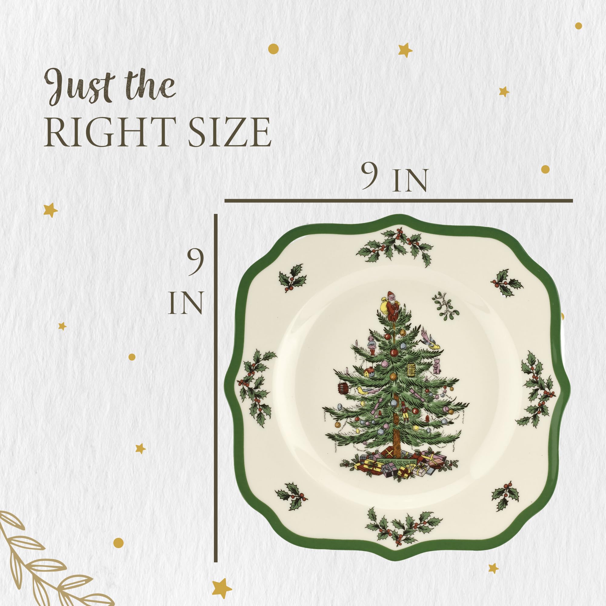 Spode – Christmas Tree – Christmas Tree Scalloped Salad Plate - Set of 4