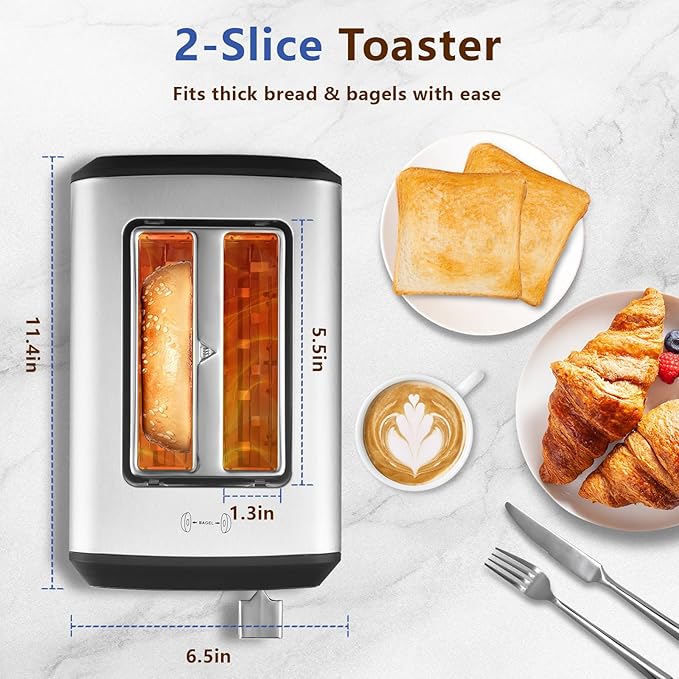 SAKAMOSH 2-Slice Touchscreen Toaster with bagel function