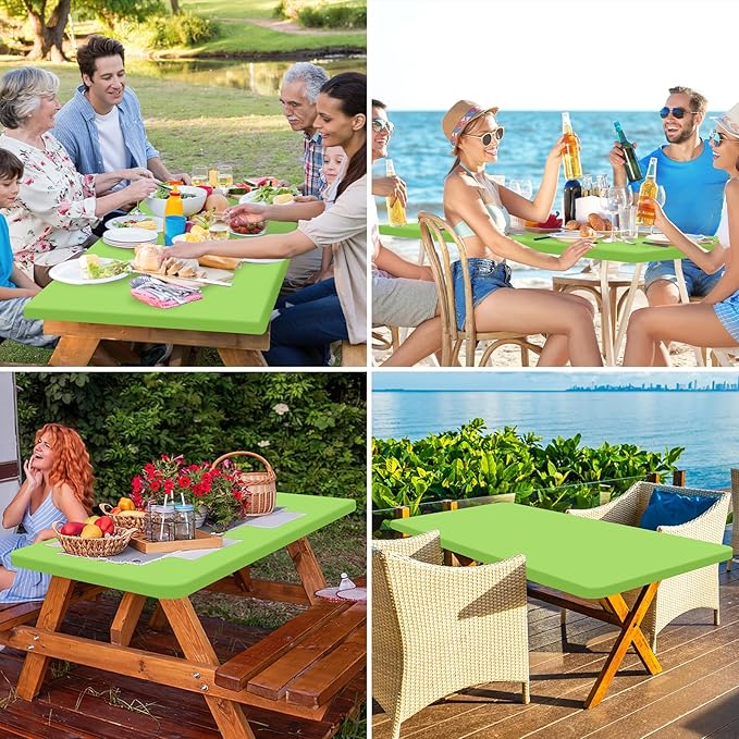 homing Rectangle Table Cloth Cover, Water-Resistant Polyester Elastic Fitted Tablecloth, Fits for 4 Foot Folding Tables, Washable Table Protector for Picnic, Camping, Outdoor (Lime Green, 24" x 48")