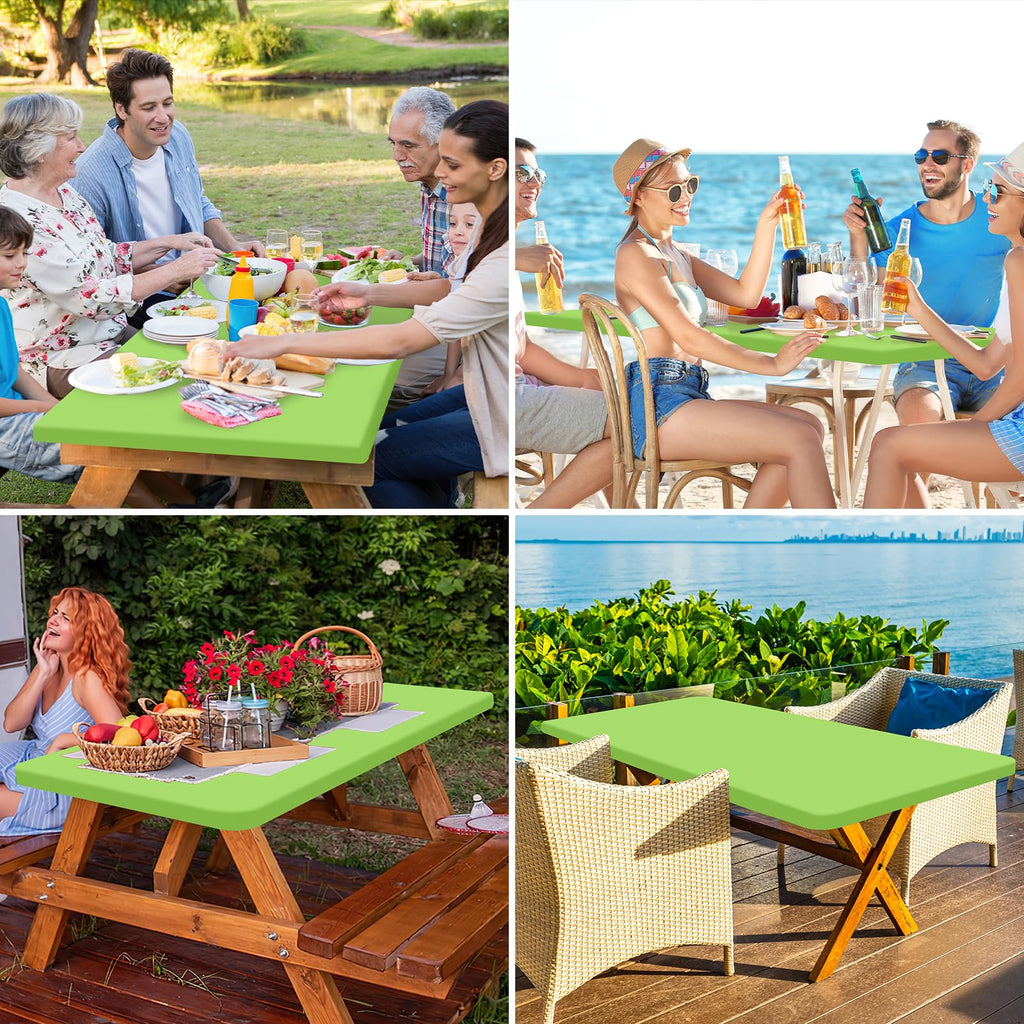homing Rectangle Table Cloth Cover, Water-Resistant Polyester Elastic Fitted Tablecloth, Fits for 5 Foot Folding Tables, Washable Table Protector for Picnic, Camping, Outdoor (Lime Green, 30" x 60")