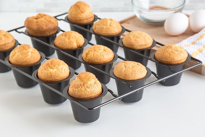 Fox Run Linking Mini Popover Pan, Carbon Steel, Nonstick, 12 Mini Cups