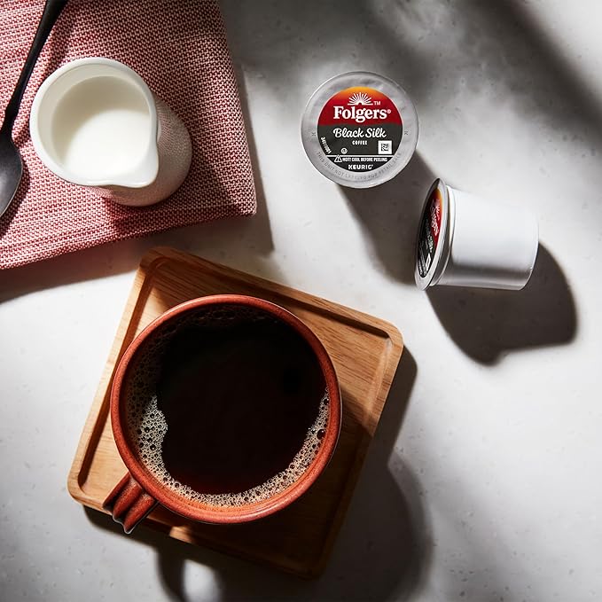 Folgers Black Silk Dark Roast Coffee K-Cup Pods, Bulk 192 Count