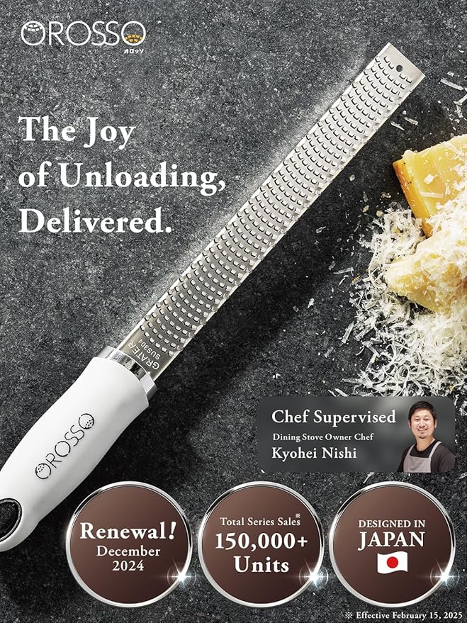 OROSSO Grater, Lemon Zester Cheese Grater, Cheese Shavings, Parme Cheese, Ginger, Garlic, Zester Grater (white)