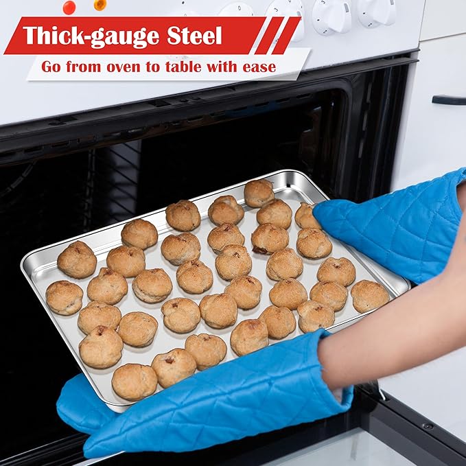 E-far Stainless Steel Baking Sheet, 18"x13" Cookie Sheet for Baking, 4PCS