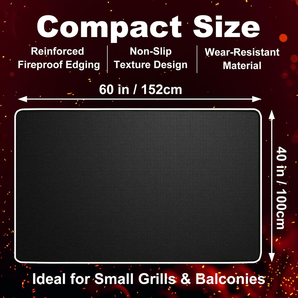 60 x 40 Inch Under Grill Mat for Outdoor Grill with Weighted Corners, Stay-Flat Fireproof BBQ Mat, Waterproof & Oil-Proof Deck & Patio Protector for Gas, Charcoal, Smoker