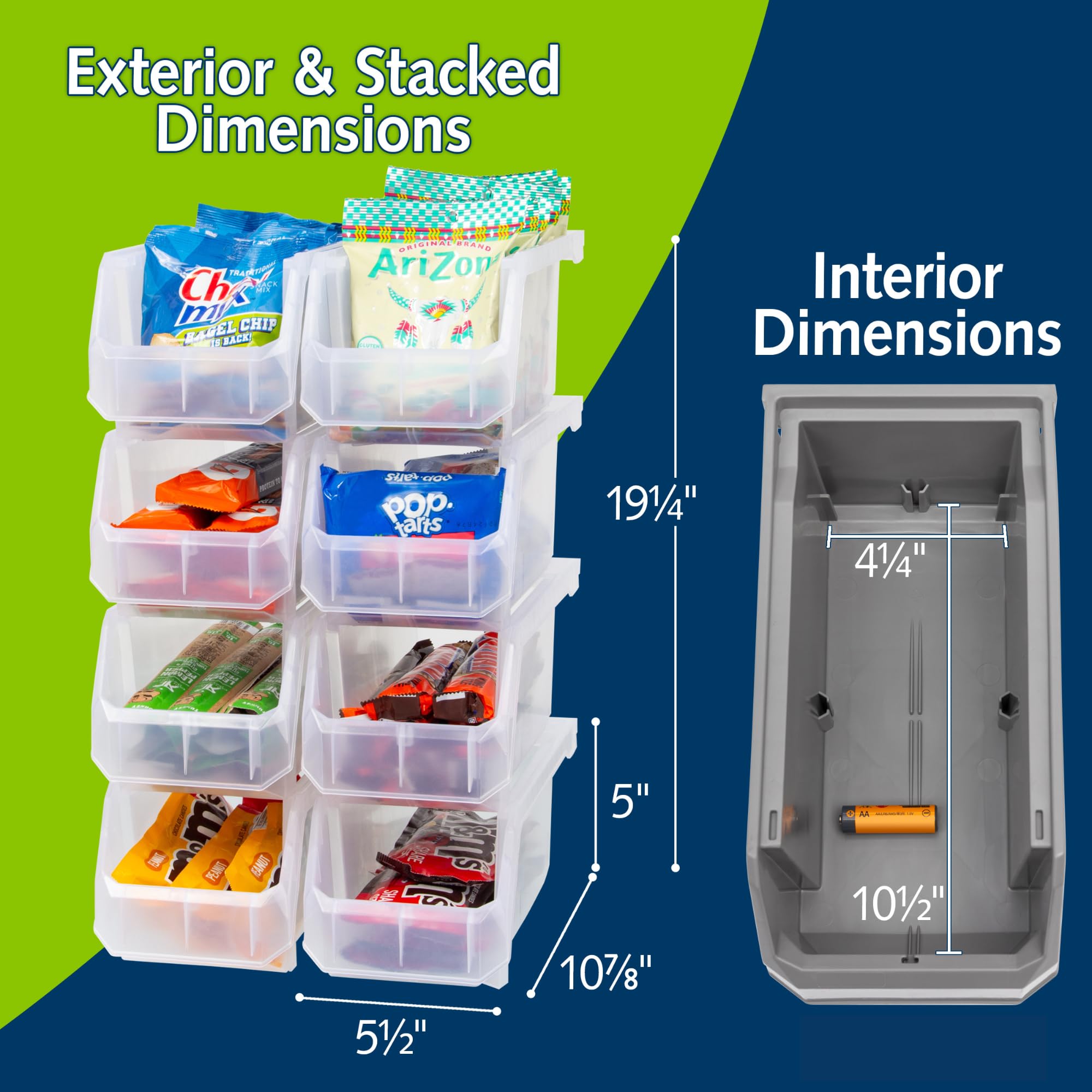 ReadySpace Medium Plastic Storage Bins, Stackable Organizer Containers for Closet Pantry Shelf Garage and Office Organization, Clear, 8 Pack