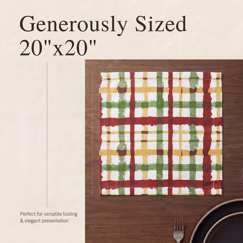 Urban Villa Cloth Napkins Cotton 20x20 (Set of 12) Check Print