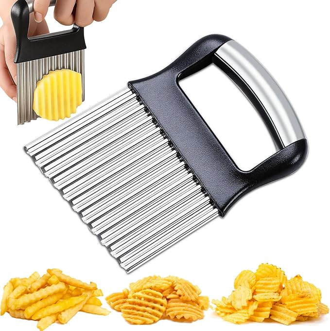 FANTEXY Crinkle Cutter, Stainless Steel, Black