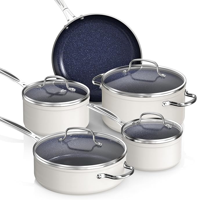 Nuwave Healthy Duralon Blue Ceramic Nonstick Coated 9pc Cookware Set