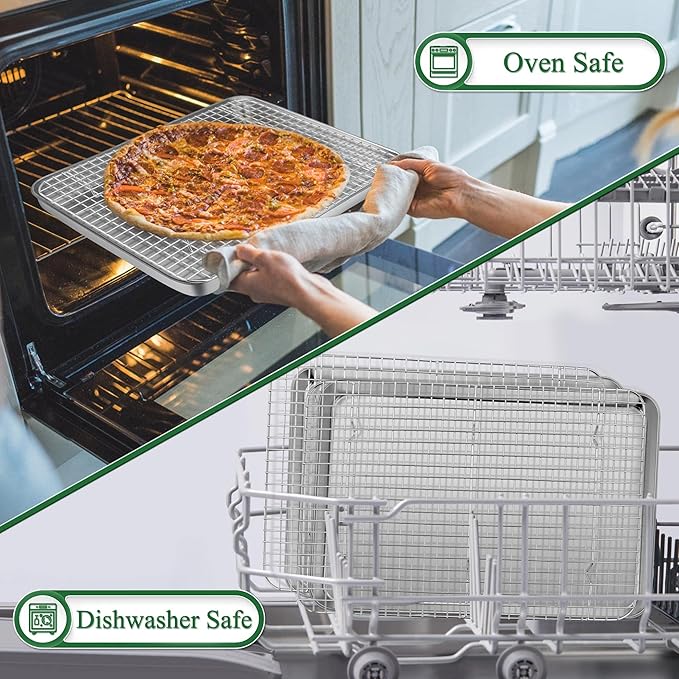 P&P CHEF 16 Inch Baking Sheet Pan and Cooking Rack - 4 Pieces