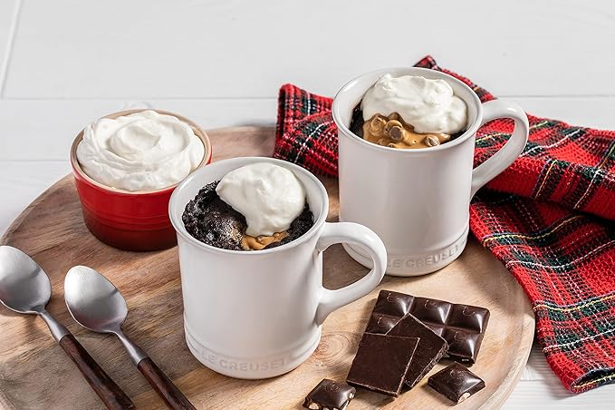 Le Creuset Demi Kettle (1.25 qt.) and 2 Mugs (14 oz. each), White/Black