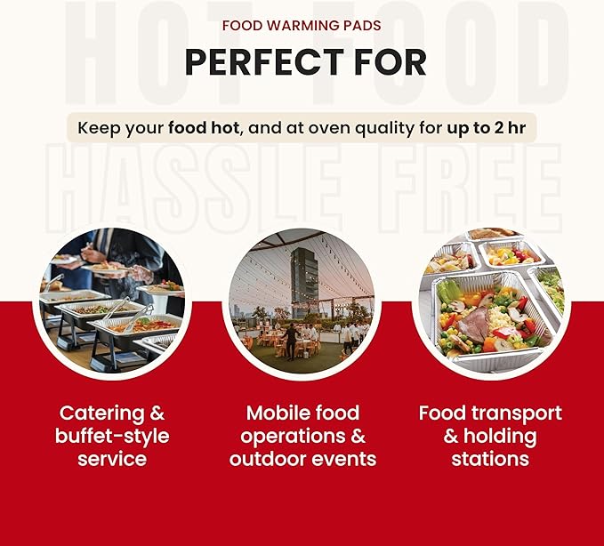 Lava Gel Self-Heating Buffet Kit – Flameless Food Warmer Set for Parties – Includes 4 Trays, 4 Half-Size Heat Pads & Foil Pans – Keeps Hot Food Hot for up to 3 Hours – Gel Fuel Can Alternative