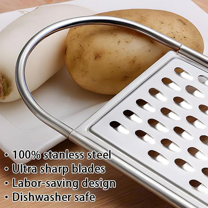 2PCS Flat Handheld Graters, Fine & Coarse, for Cheese, Potato, Vegetable
