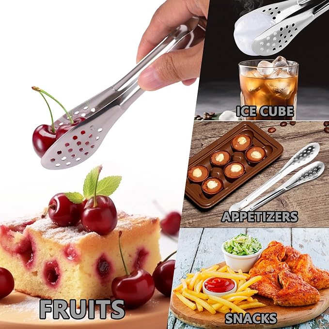 10PCS 5 Inch mini tongs Serving Tongs Small Kitchen Tongs Silver