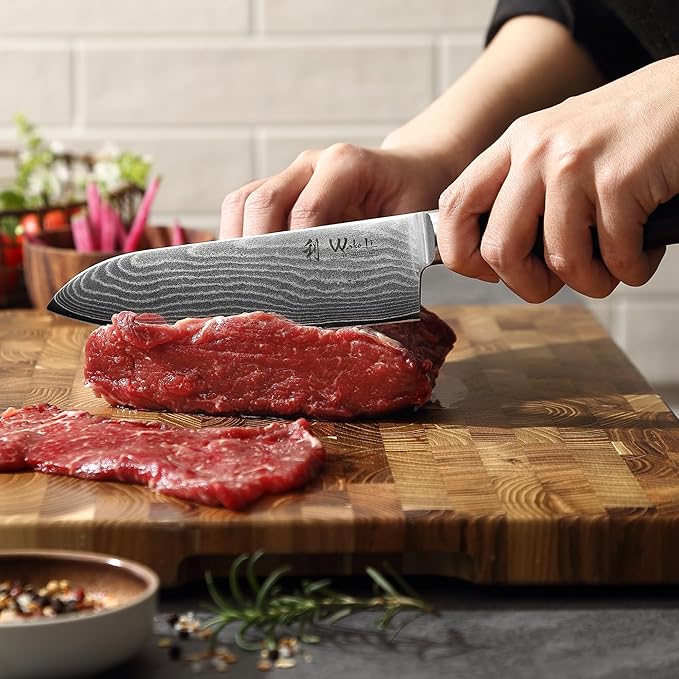 Wakoli Mikata Santoku Knife Set, 3-Piece VG10 Damascus, Micarta Handles