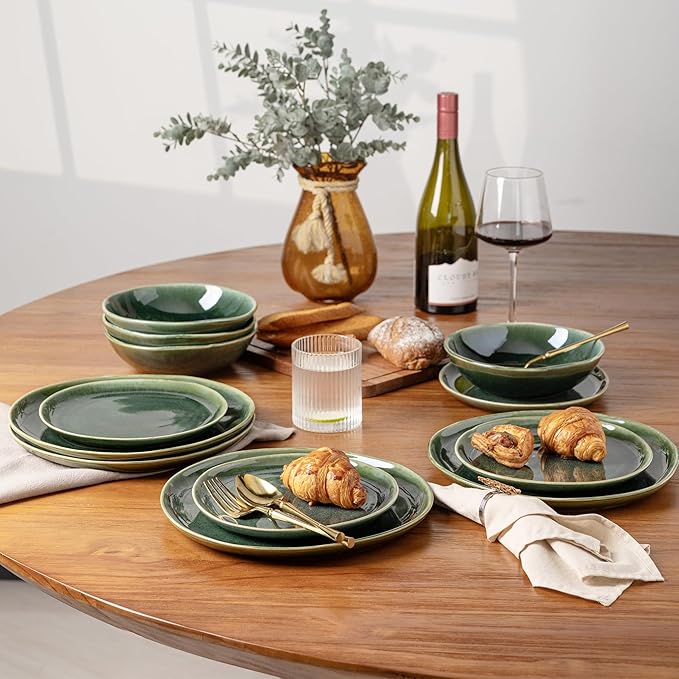 AmorArc Ceramic Dinnerware Sets for 4, 12Pcs Plates and Bowls Sets Dishes