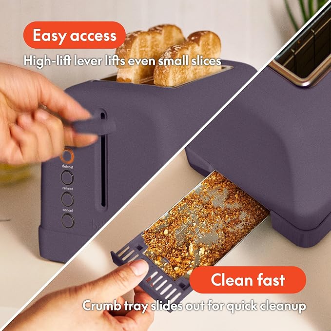 bella 2-Slice Toaster with Extra Wide Slots and 6-Shade Control, Plum