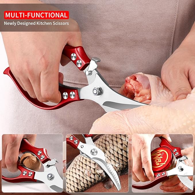 MAD SHARK Heavy Duty Poultry Shears,Spring Loaded Butterfly Meat Scissors