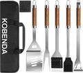 KOBENDA BBQ Grill Accessories, Stainless Steel Grilling Set with Storage Bag, Spatula, Fork, Cleaning Brush BBQ Accessories, Grill Tools Set for Outdoor Cooking Camping, Grilling Gifts for Men