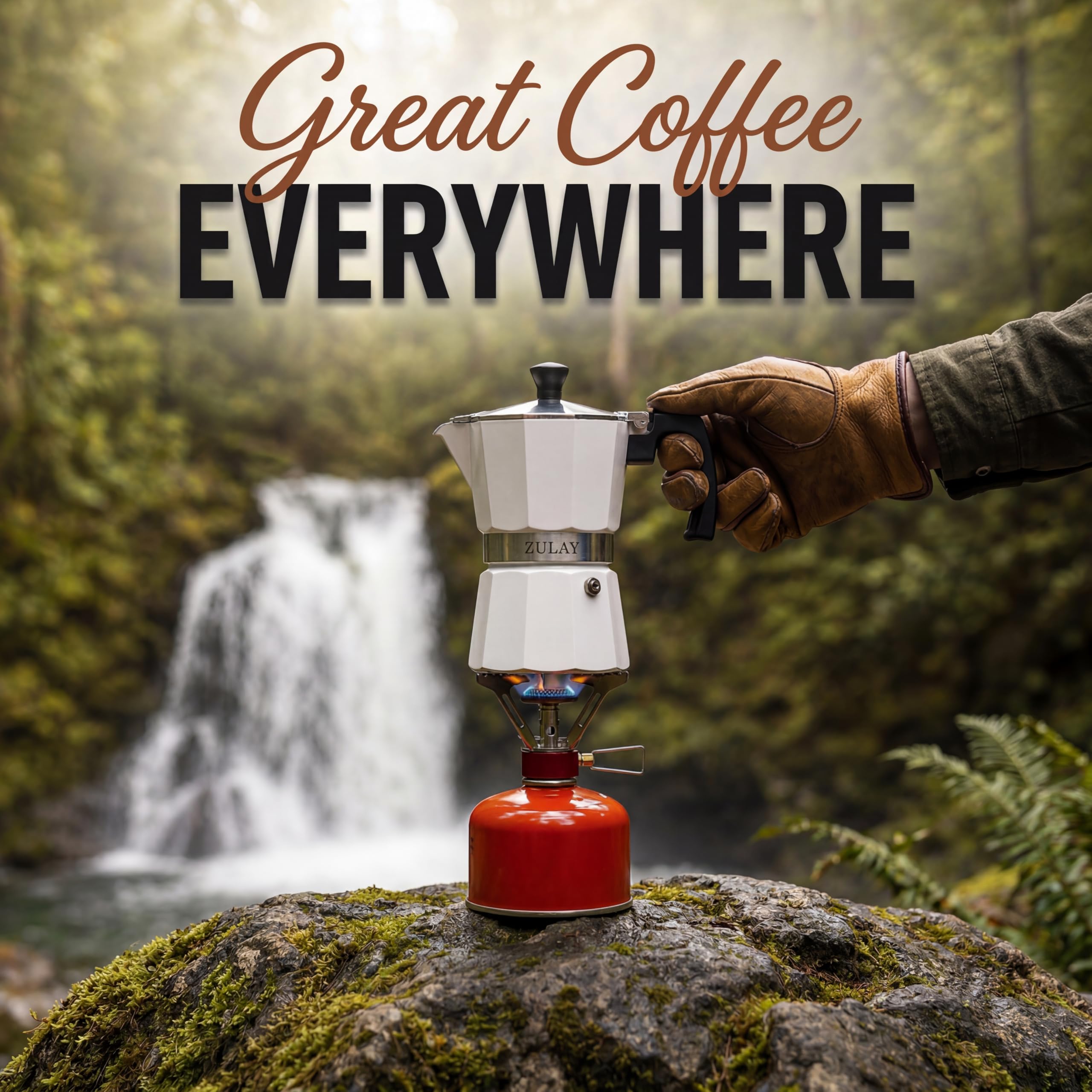 Zulay Moka Pot Espresso Stovetop Coffee Maker - Leak-Proof, Stainless Steel, Easy to Clean, Heat Resistant Handle & Knob - for Authentic Cuban & Italian Style Espresso - Makes 3 Espresso Cups - White