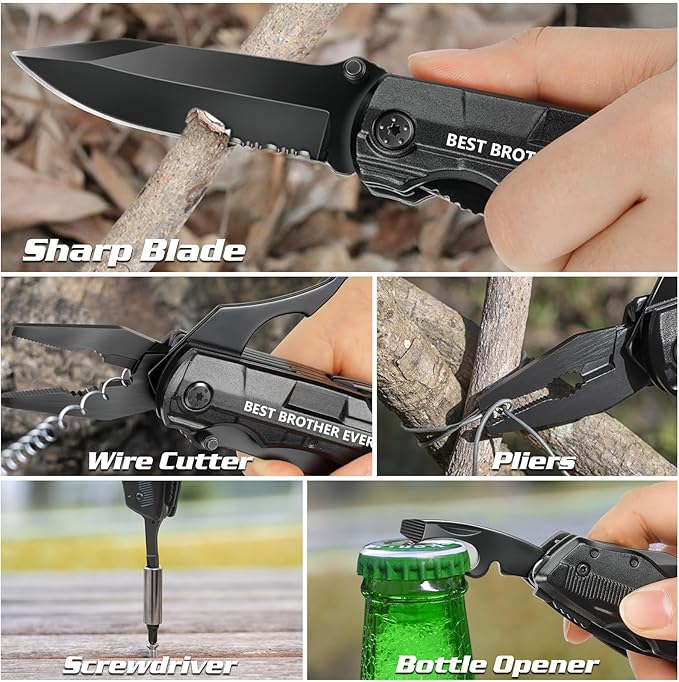 ETEH Gifts for Brother from Sister Friends,Birthday Christmas Brother Gifts,Multitool Knife ""BEST BROTHER EVER"",Multi tool for Climbing,Camping,Cycling,Hiking