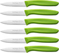 Paring & Fruit Knives Set of 6, Stainless Steel Sharp Blades,Green.