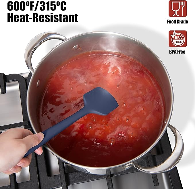 Doosu 600°F Heat Resistant Silicone Spatula for Baking (11.4in, Navy Blue)