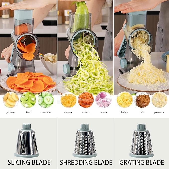 EDEFISY Cheese Grater Hand Crank Rotary Vegetables Shredder with Handle