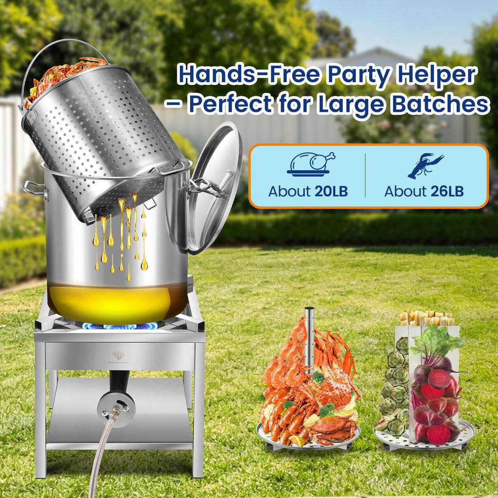 ARC 52QT Stainless Steel Stockpot for Crab Seafood Boiler w/Basket, 13Gal