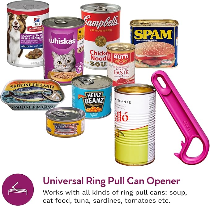 Dext - Ring Pull Can Opener, Pop Can Opener for Seniors, Arthritis, and Parkinson’s, Easy Open, Ergonomic Handle with Comfortable Grip. Perfect for Soda, Pet Food, and More (Mulberry)