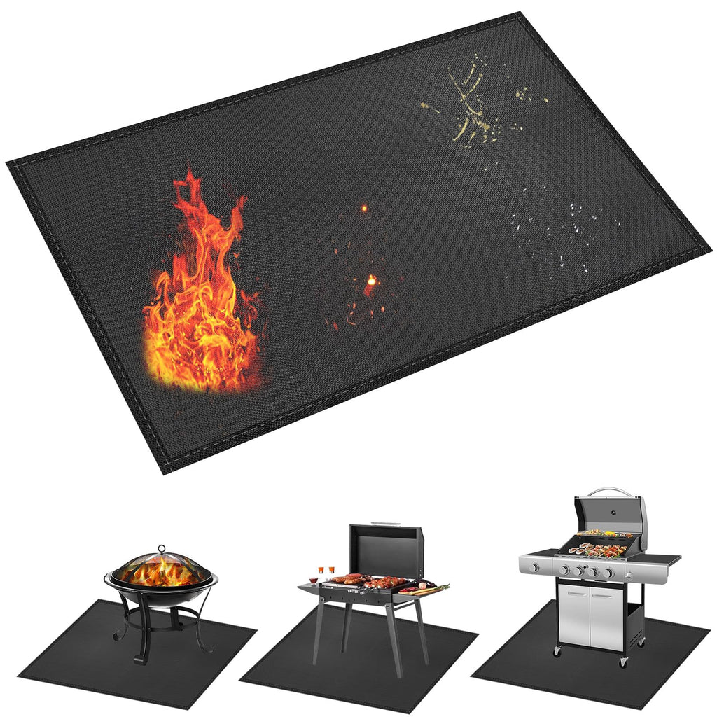 kanhiro Grill Mats for Outdoor Grill 59x39 Inch Fireproof Double-Sided Grill Matt and Deck Protector, Oil-Proof Waterproof BBQ, Grill Pad for Patio, Floor, Lawn Protection