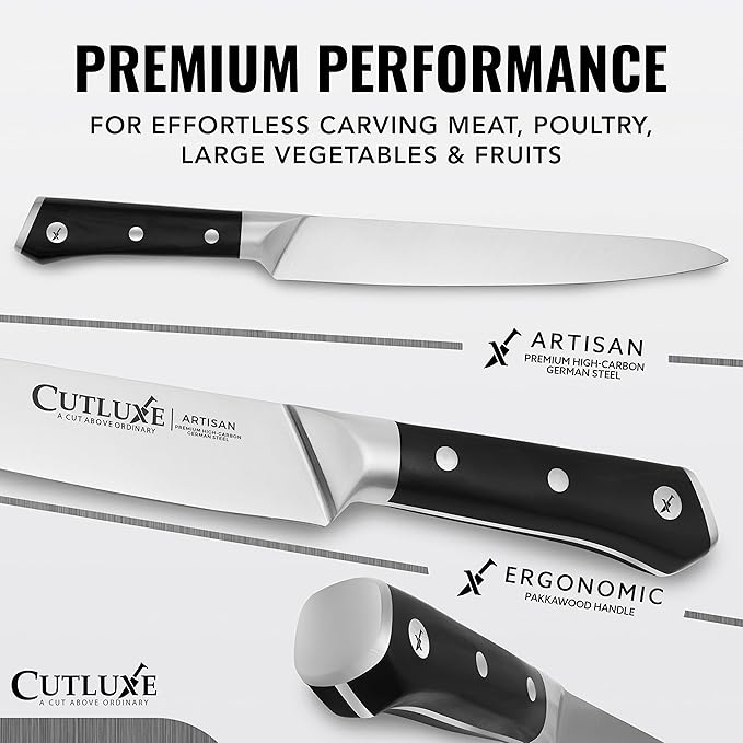 Cutluxe Turkey Carving Knife Set – Carving Fork & Knife for Meat & BBQ