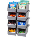 ReadySpace Medium Stackable Plastic Storage Bins, 8-Pack, Gray