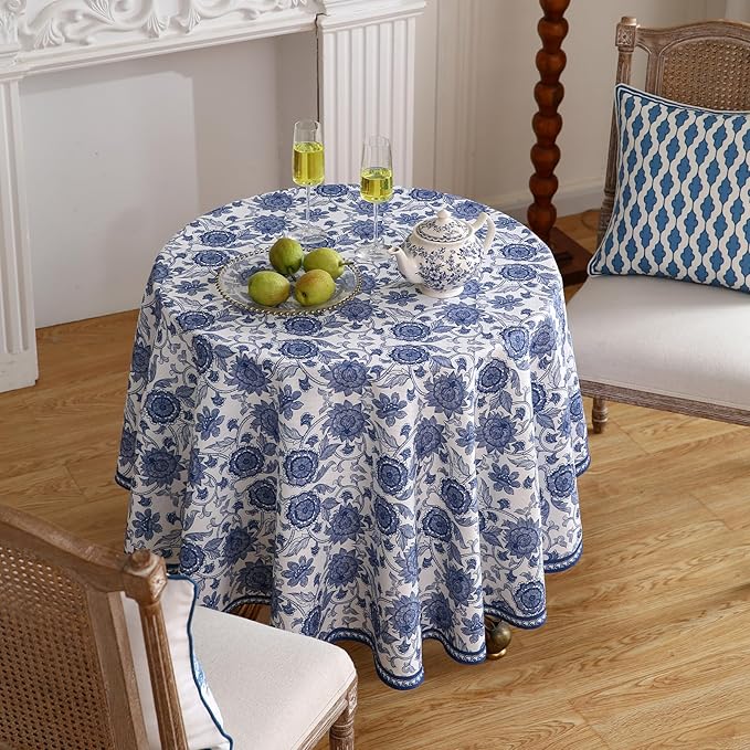 patdrea Elegant French Linen Tablecloth,Round,Diameter 55"-Lantang A