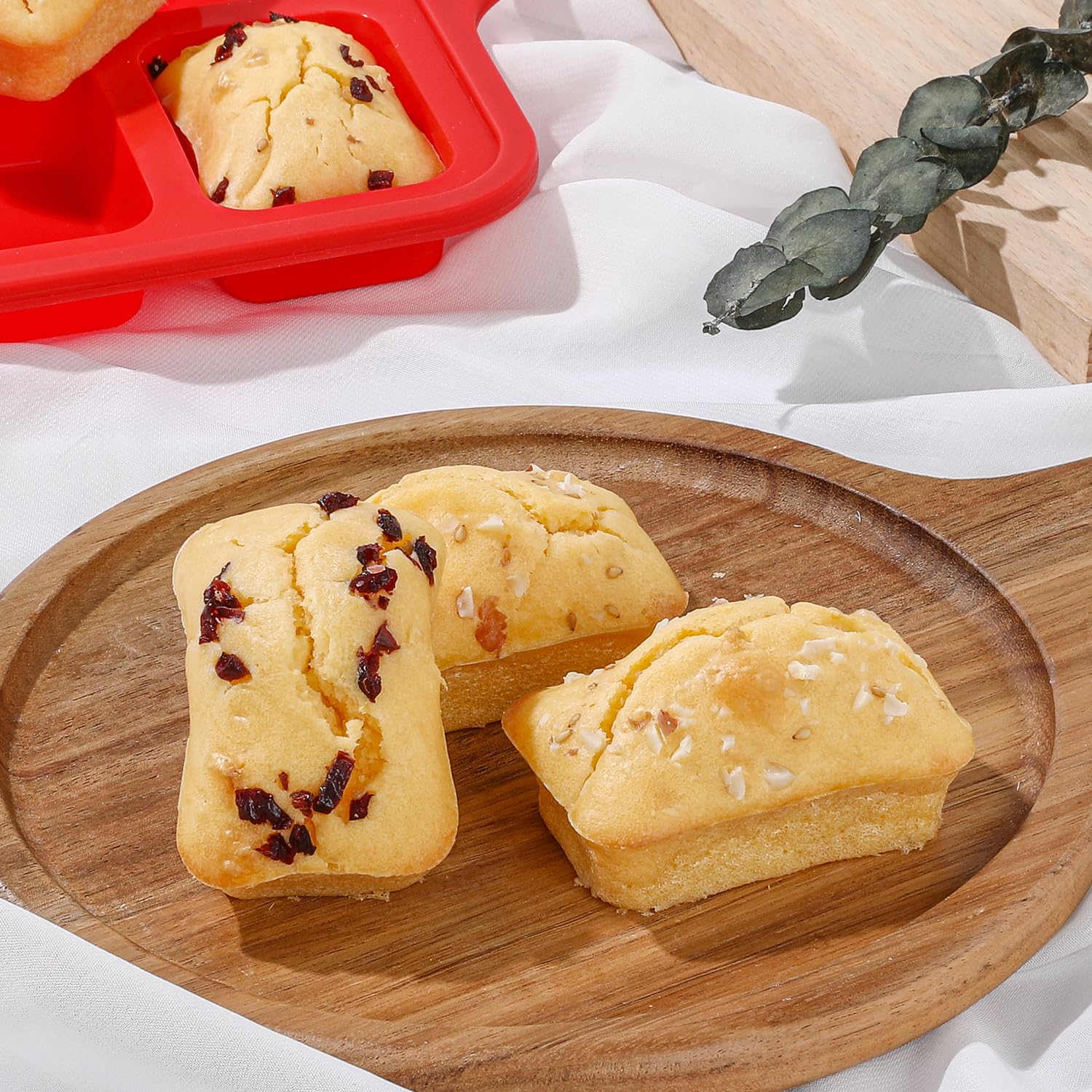 Silicone Mini Loaf Pan, 12 Cavities Metal Reinforced Frame Nonstick Food Grade for Baking Mini Bread, Brownie, Cornbread, Cheesecake and Chocolate (2 Pack)