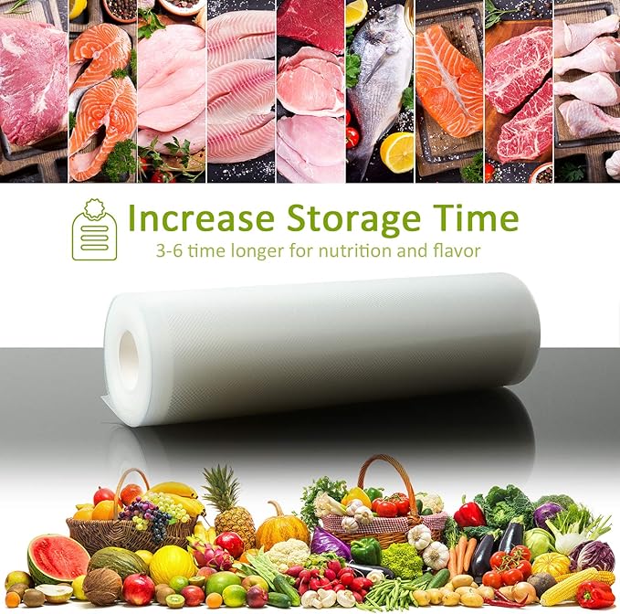 POTANE 6 Pack 11"x20'(3Rolls) and 8"x20' (3Rolls)Thickened Vacuum Sealer Bags, Smell-Proof, Puncture Prevention, Heavy duty for POTANE, Food Saver, Great for Vacuum storage,Meal Prep or Sous Vide